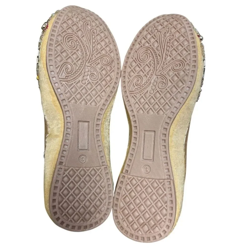 Unbranded Punjabi Jutti for Girls - Indian Shoes - Ethnic Gold Jutti Sz 3